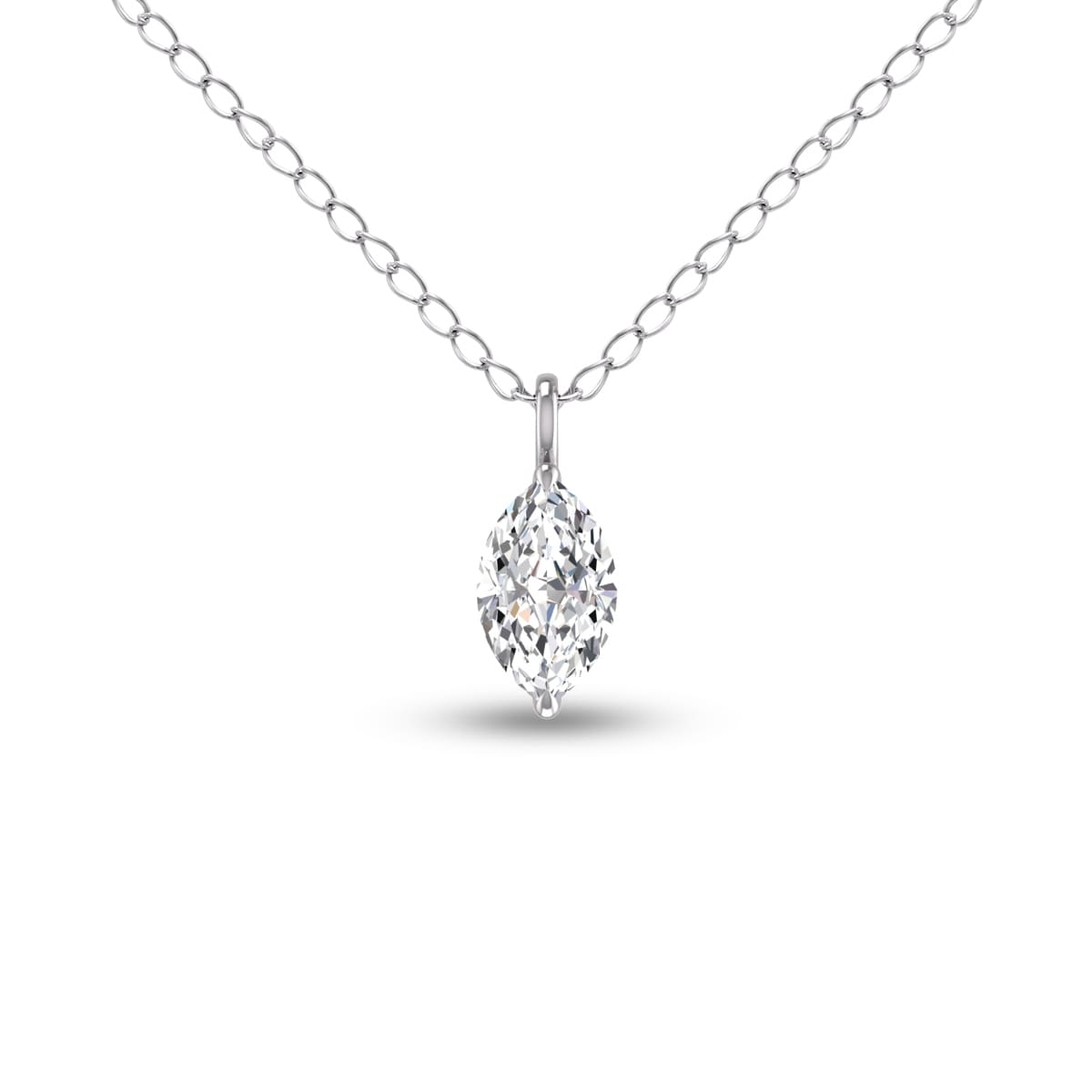 Marquee Lab Grown 1/4 Carat Marquise Solitaire Diamond Pendant in 14K White Gold
