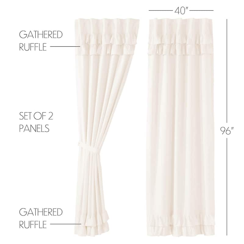 Simple Life Flax Antique White Ruffled Panel Set of 2 96x40
