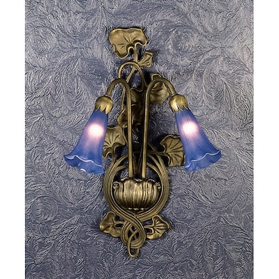 Meyda Tiffany Lilies 11" Wide 2 Light Double Sconce with Art Glass