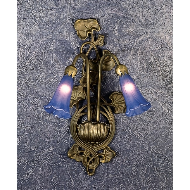 Meyda Tiffany Lilies 11" Wide 2 Light Double Sconce with Art Glass