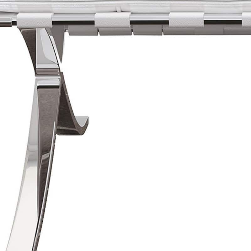 HomeRoots 32" White And Silver Italian Leather Tufted Lounge Chair - 31.5' X '32' X '30