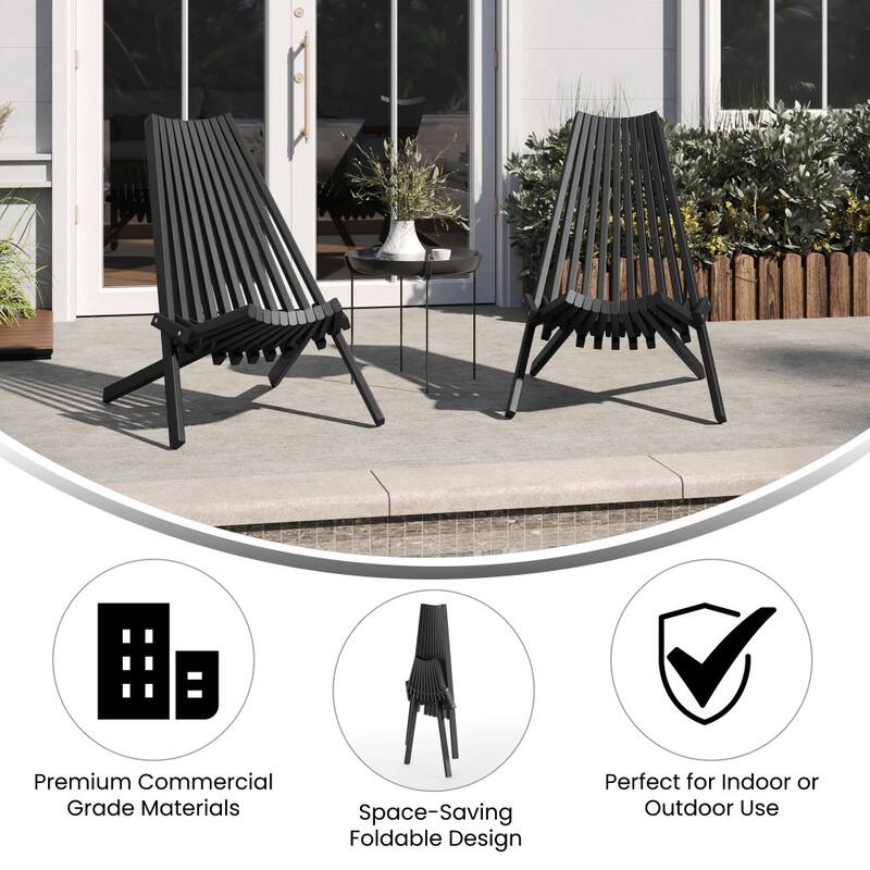 Commercial Indoor/Outdoor Low Profile Acacia Wood Patio Folding Chair