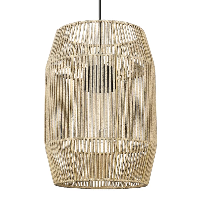 Seabrooke 1 Light Pendant - Outdoor - Natural black with rope
