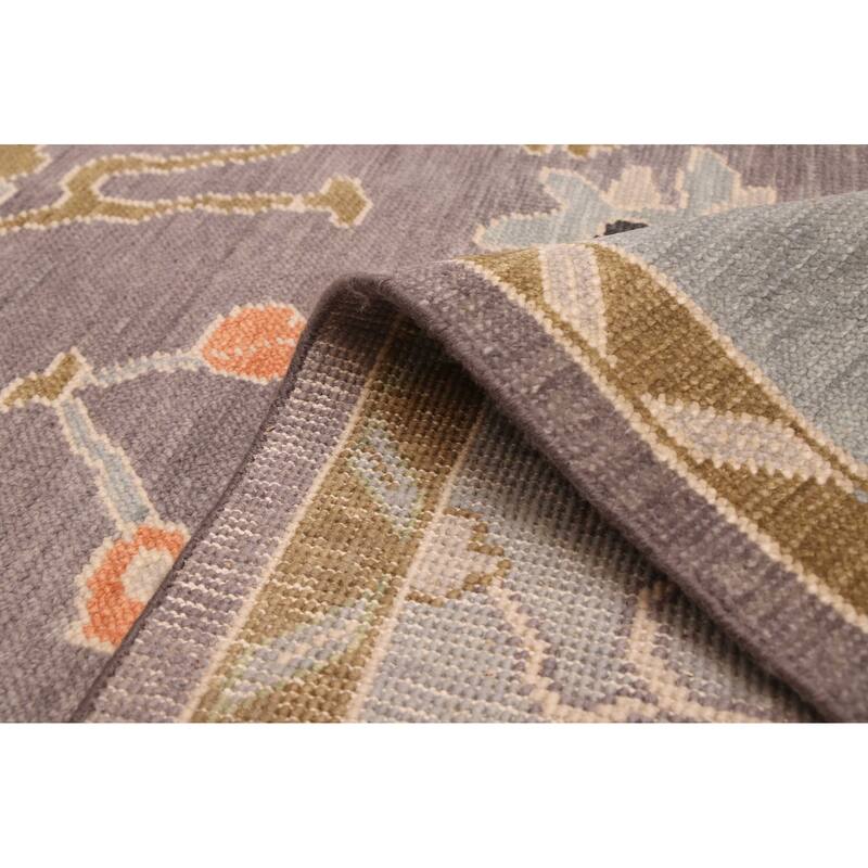 ECARPETGALLERY Hand-knotted Modern Oushak Dark Grey Wool Rug - 7'11 x 9'9