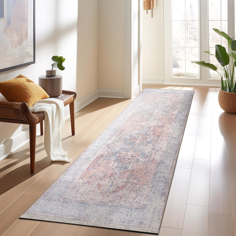 World Rug Gallery Vintage Transitional Boho Machine Washable Area Rug - 2' 6" x 10' - Runner