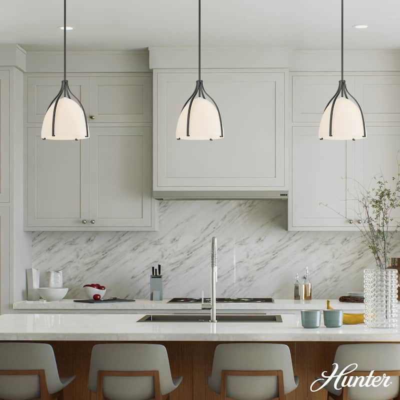 Hunter Arcelia 1-Light 12" Pendant - Modern, Contemporary, Transitional - Kitchen, Island, Dining Room, Entry.