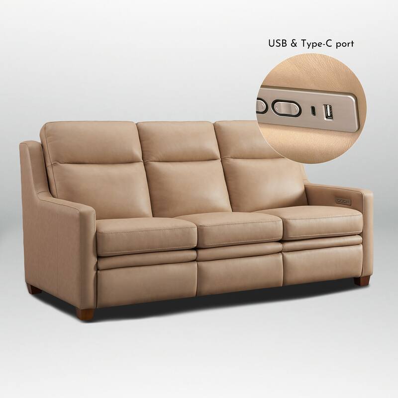 Genuine Leather Recliner Sofa 78" Triple-Motor Power Zero-Wall Reclining 3-Seat Sofa with USB&USB-C Port
