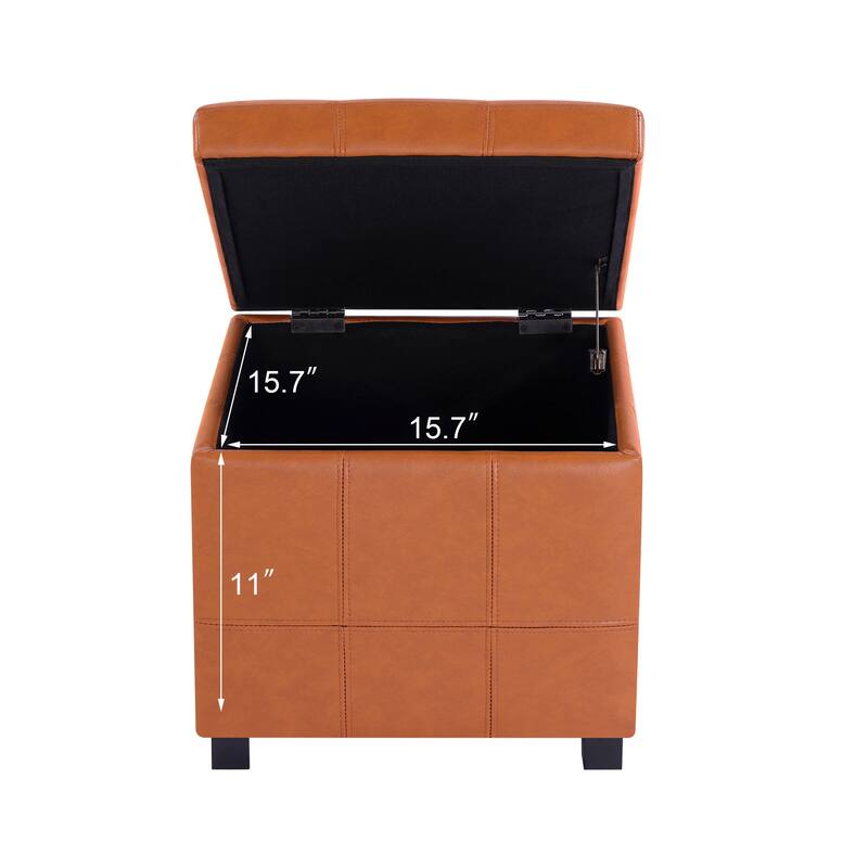 Adeco Square Tufted Storage Ottoman with Hidden Space