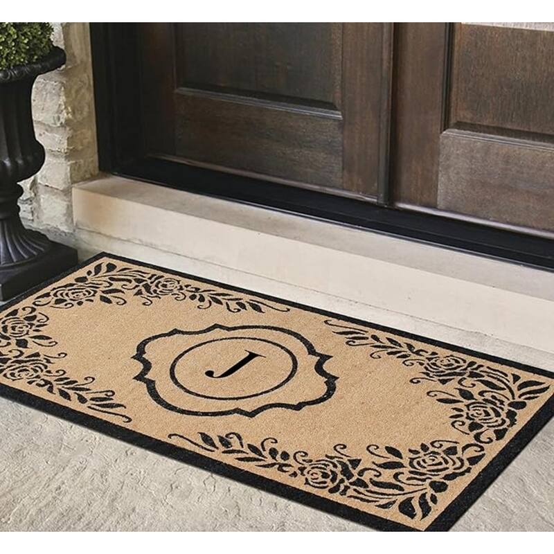 A1HC Hand Crafted Entry Flocked Coir Monogrammed Welcome Entrance Doormat 36"x72"