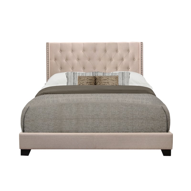 Morgan Beige Fabric Upholstered Tufted Bed - King
