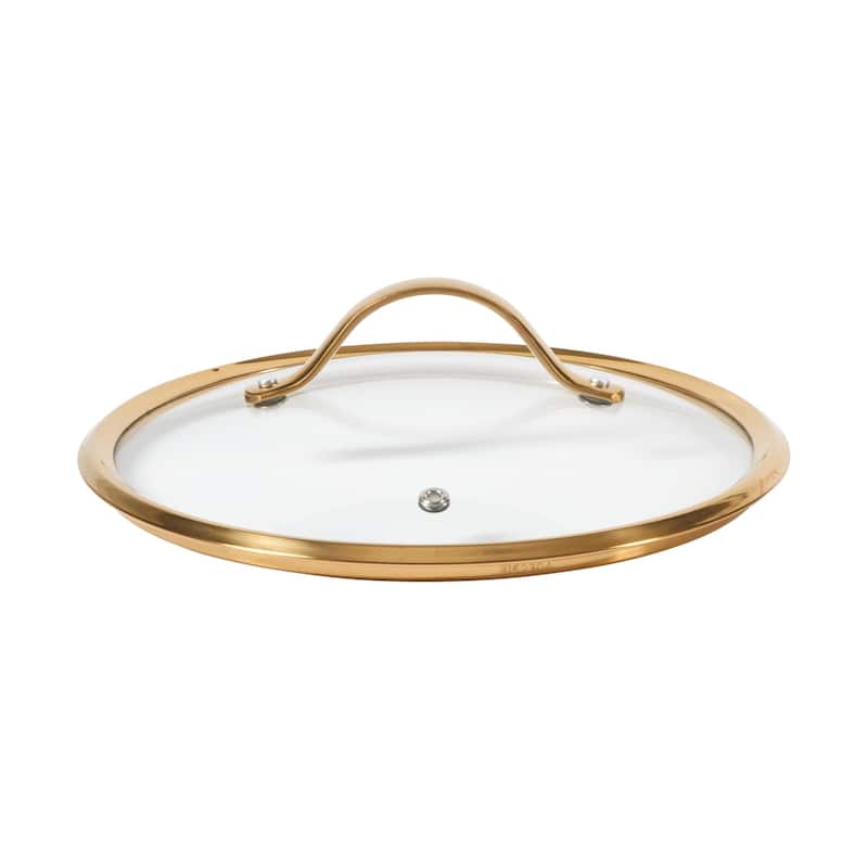 Bloomhouse 6 Quart Heavy Duty Aluminum Premium PFA Free Ceramic Nonstick Dutch Oven Pot with Lid - Almond Cream with Gold Handle