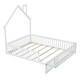 preview thumbnail 6 of 16, House-shaped Design Wood Full Size House Platform Bed with Safety Guardrail, White