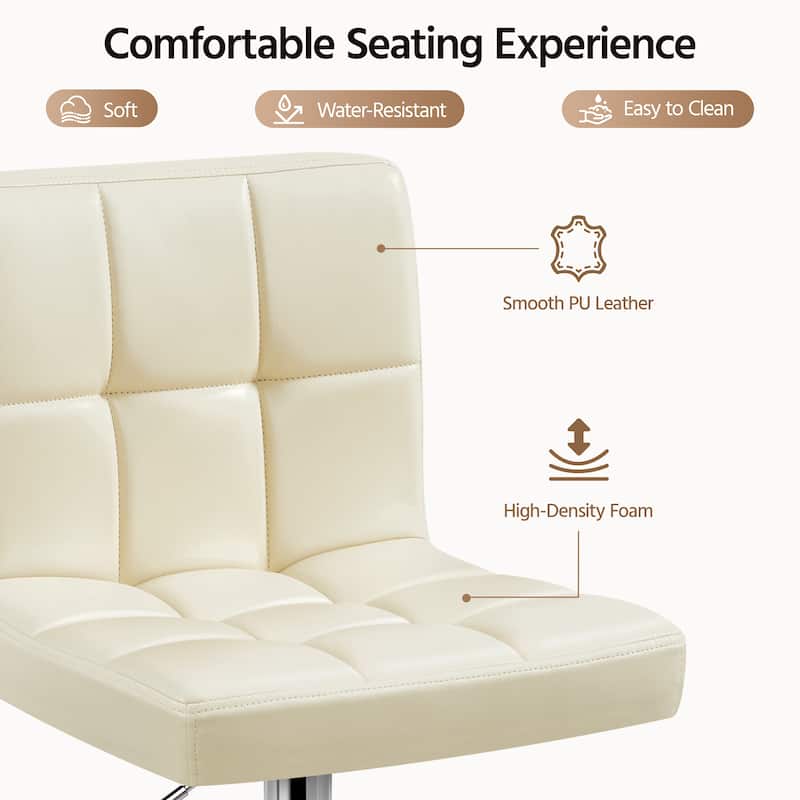 Yaheetech 2pcs Adjustable Modern Faux Leather Swivel Bar Chairs