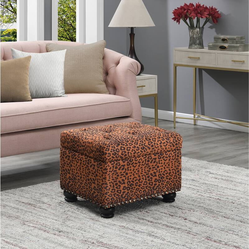 Large Upholstered Storage Ottoman with Hidden Storage, Padded Seat and Modern Decorative Accent Design