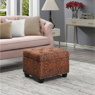 Large Upholstered Storage Ottoman with Hidden Storage, Padded Seat and Modern Decorative Accent Design