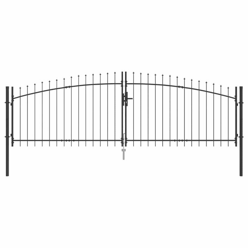 vidaXL Double Gate with Lock Grey 400 x 199.5 cm Steel