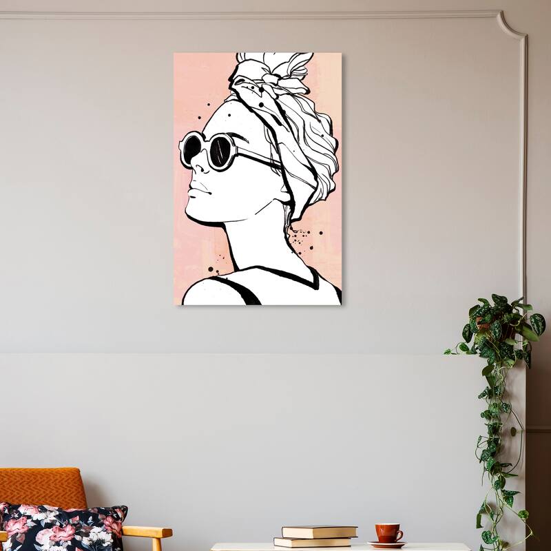 Wynwood Studio Canvas Fashion and Glam Ink Splatter Girl Pink and Light Pink Modern & Contemporary Wall Art Canvas Print - 30 x 20