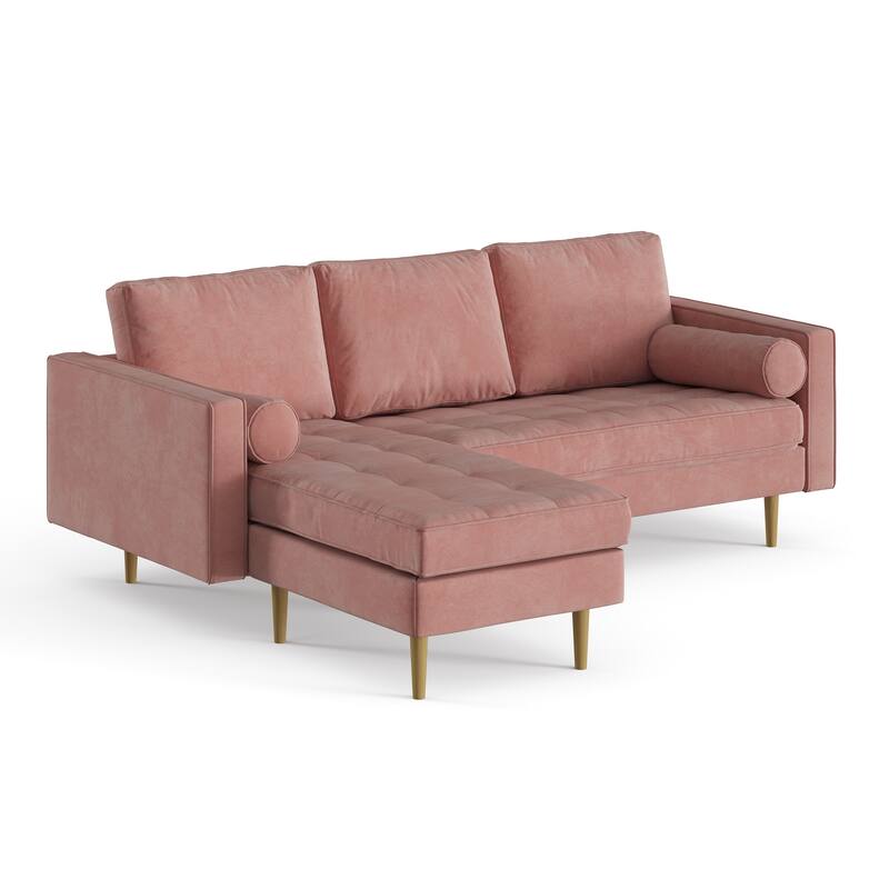 Bloomfield Velvet Reversible Sectional - Blush Pink Velvet