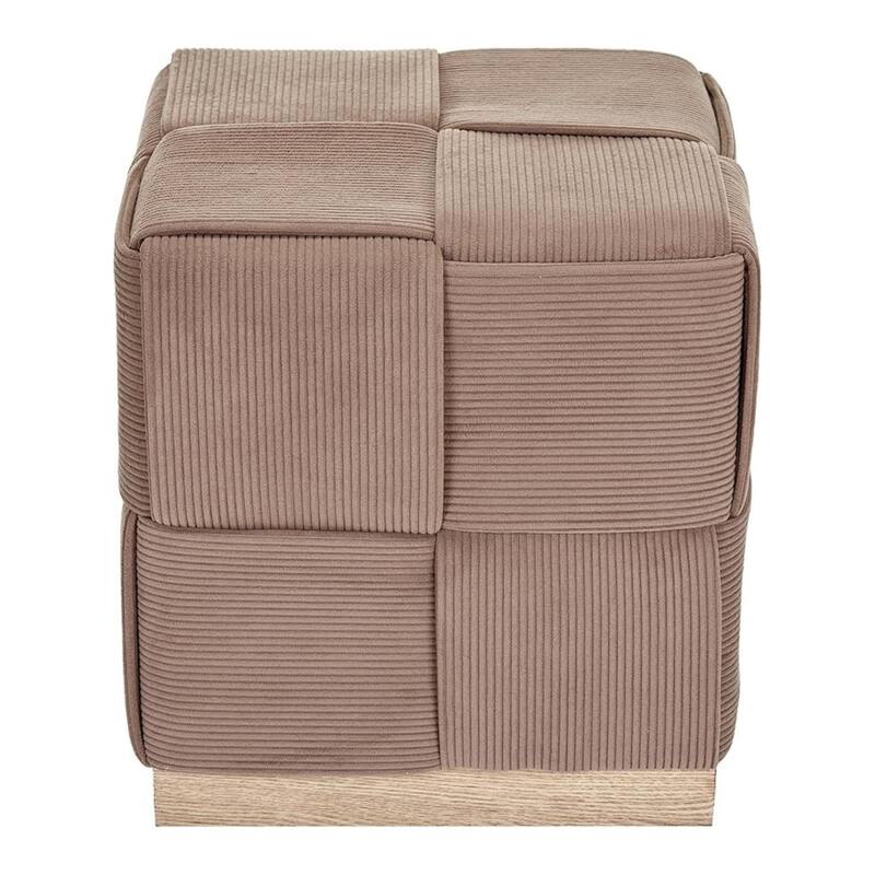 Esme Checker Weave Corduroy Accent Stool with Soft Fabric
