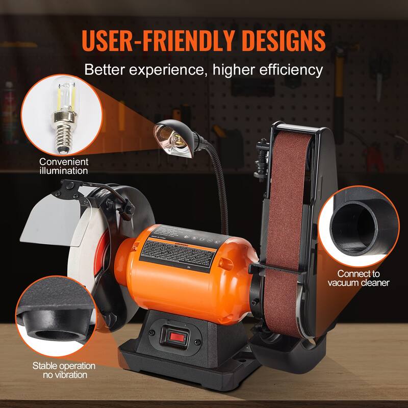 Belt Sander Induction Motor Cast Aluminum Worktable for Woodworking, Metalworking