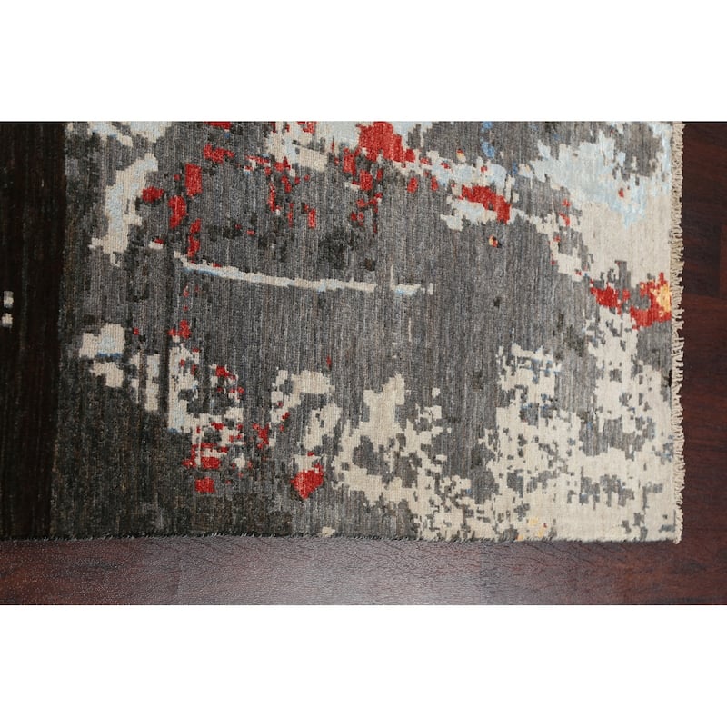 Vegetable Dye Wool/ Silk Modern Abstract Area Rug Hand-knotted Carpet - 6'6" x 9'8"