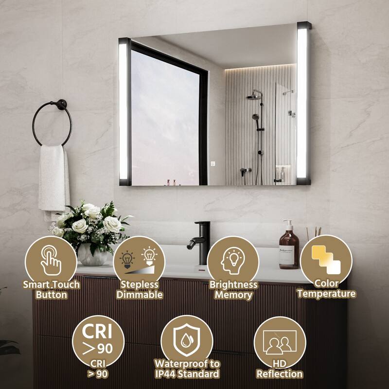 Modland 270° Adjustable LED Bathroom Mirror with Lights Stepless Dimming and Memory Function