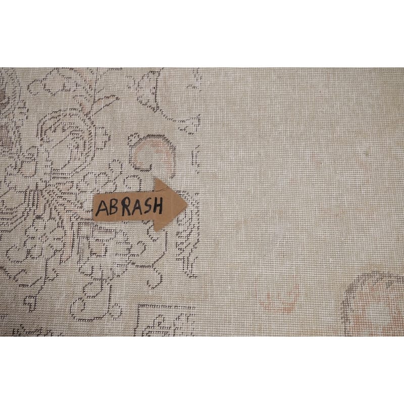 Muted Distressed Tabriz Persian Antique Area Rug Handmade Wool Carpet - 9'8" x 13'0"