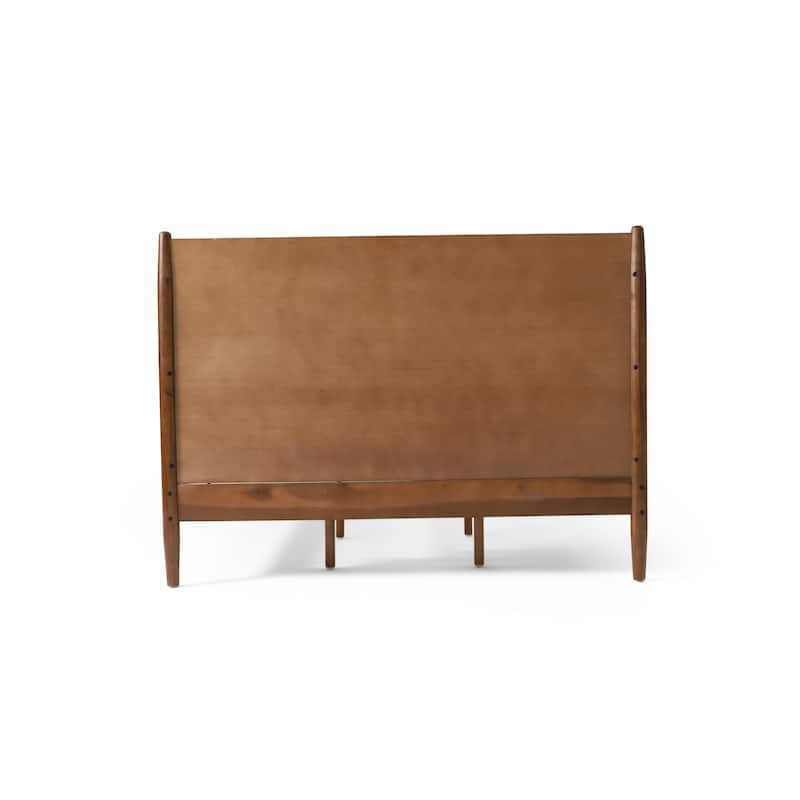 Queen Size Modern Style Acacia Wood Platform Bed with Iconic Splayed Legs for Bedroom