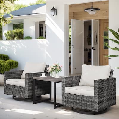 Rattan Rocking Chair with Side Table - Grey