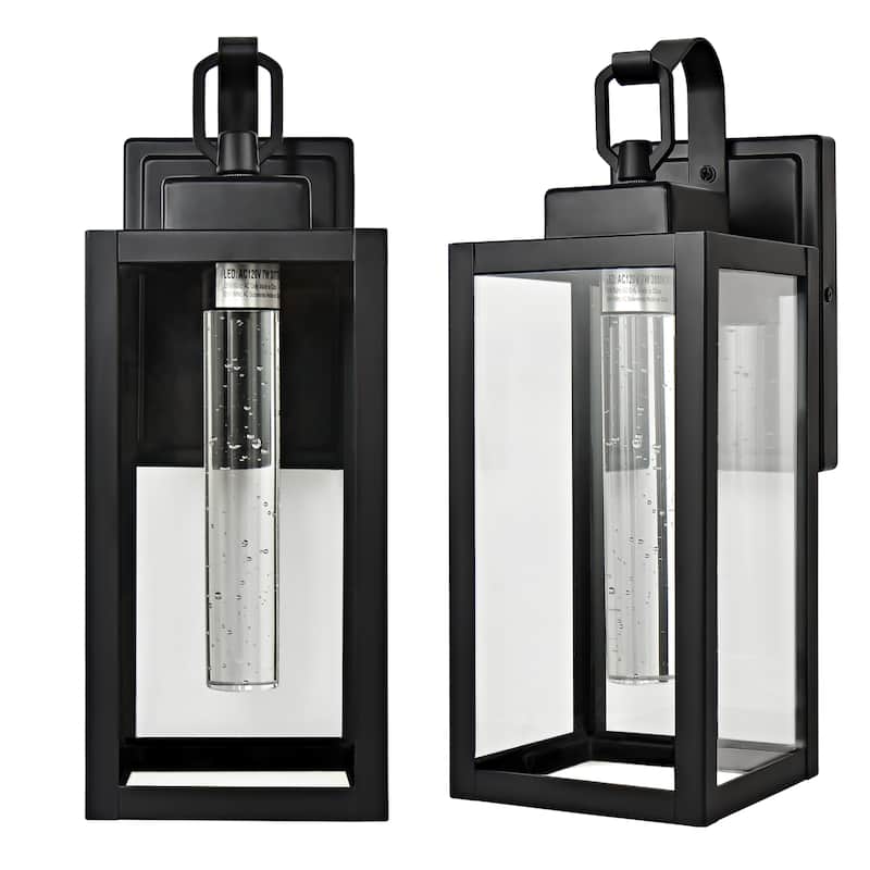 2 Pack 7W LED Black Outdoor Wall Sconce - Matte Black