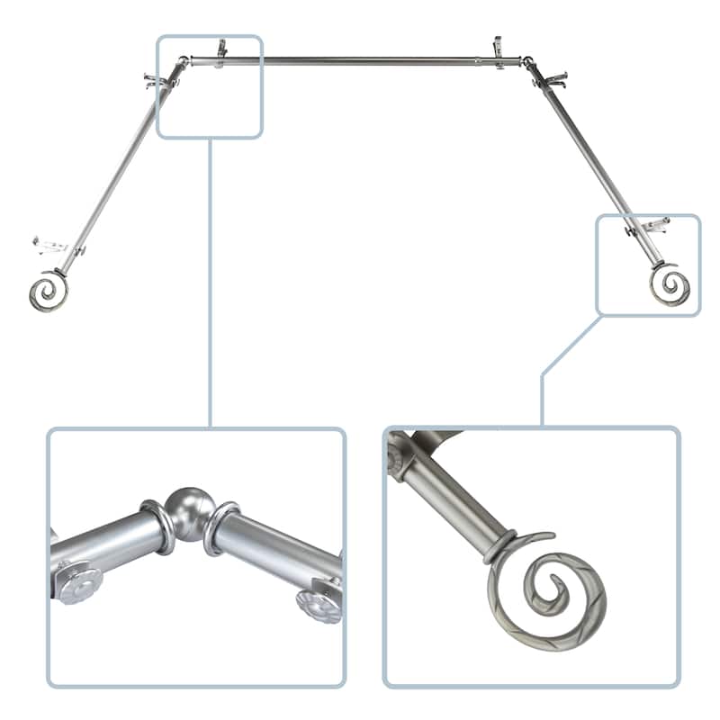 InStyleDesign Radial 13/16" Bay curtain rod 20"-36", 38"-72" - Satin Nickel