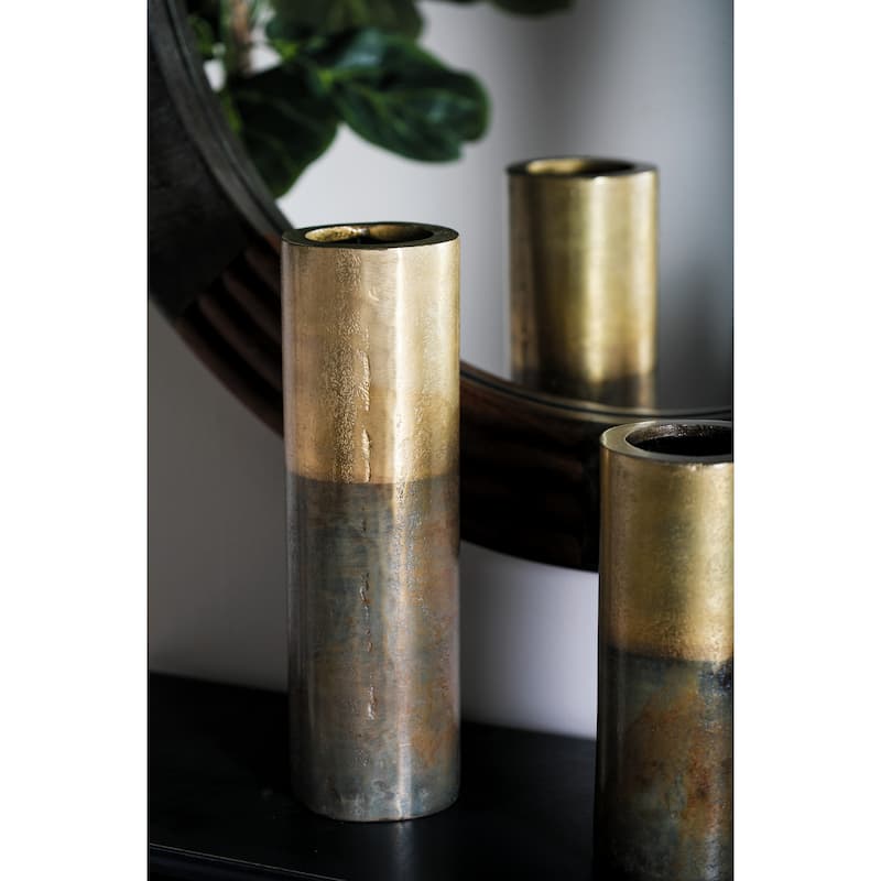 Brown Aluminum Metal Decorative Vase