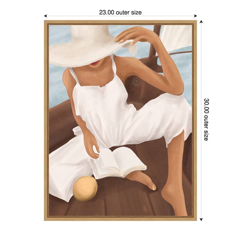 Summer Reading No. 1 by City Art (23 x 30 in.), Framed Canvas Wall Art Print