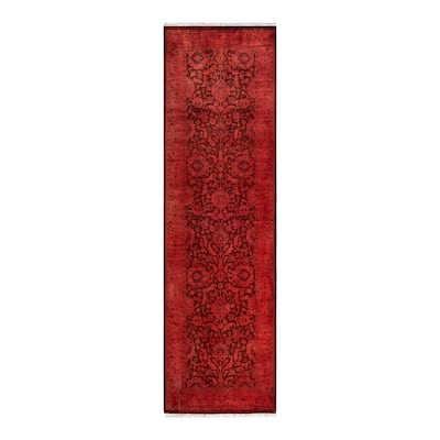 Contemporary Overdyed Wool Hand Knotted Runner - 2' 6" x 8' 10"