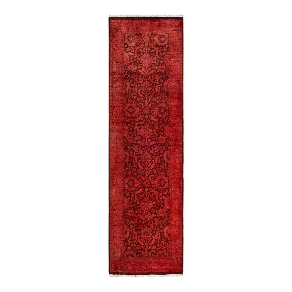 Contemporary Overdyed Wool Hand Knotted Runner - 2' 6" x 8' 10"