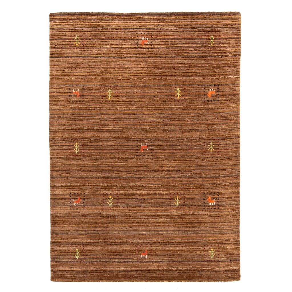 ECARPETGALLERY Hand Loomed Kashkuli Gabbeh Dark Brown Wool Rug - 3'11 x 5'8