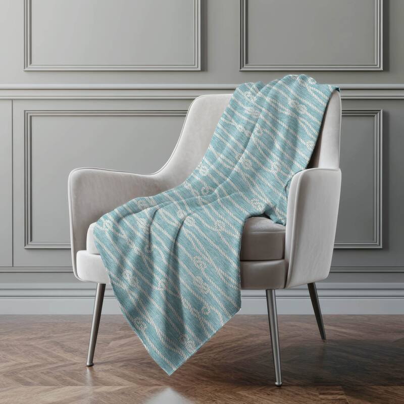 Premium Machine Washable ASB152 Nautical Rope Sherpa Throw Blanket