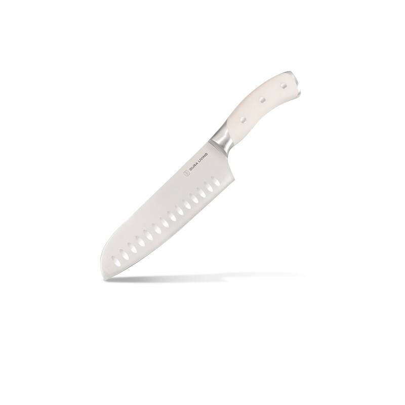 Dura Living Elite 7-inch Santoku Knife - Forged German Steel Kitchen Knife - White