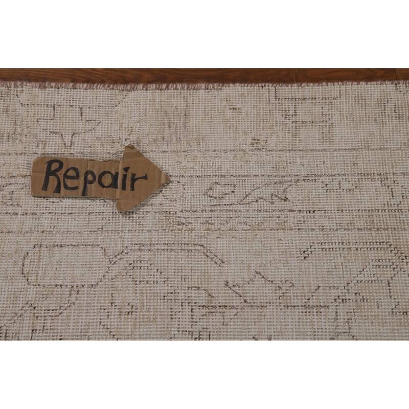 Tabriz Persian Vintage Rug Handmade Beige Wool Carpet - 6'9" x 10'0"