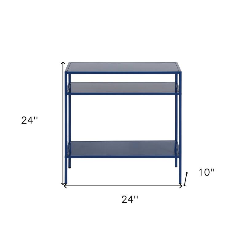 Modern 24'' Steel End Table with Shelves Rectangular Accent Table with Bronze Finish & Storage
