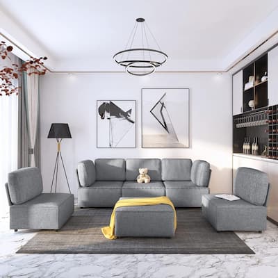 Mixoy Convertible Modular Sleeper Couch with Ottoman