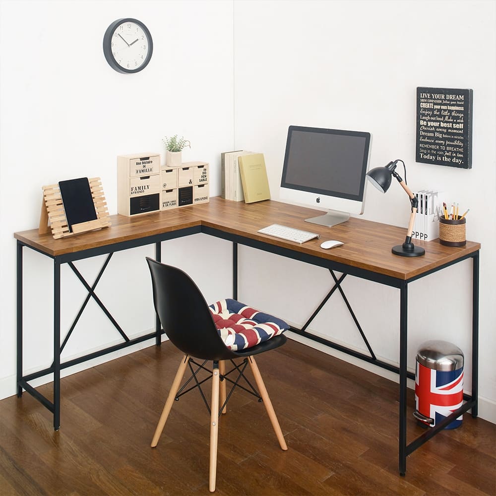 Olympus Wood and Metal Corner Desk