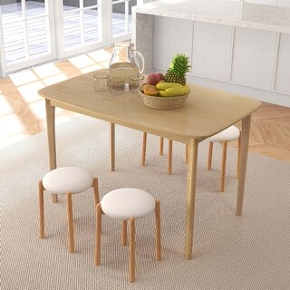 48'' Wooden Dining Table Rectangular Kitchen with Solid Wood Legs - Bed ...