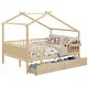 preview thumbnail 2 of 16, Costway Full Size Bed with 2 Storage Drawers, House-shaped Bed Frame
