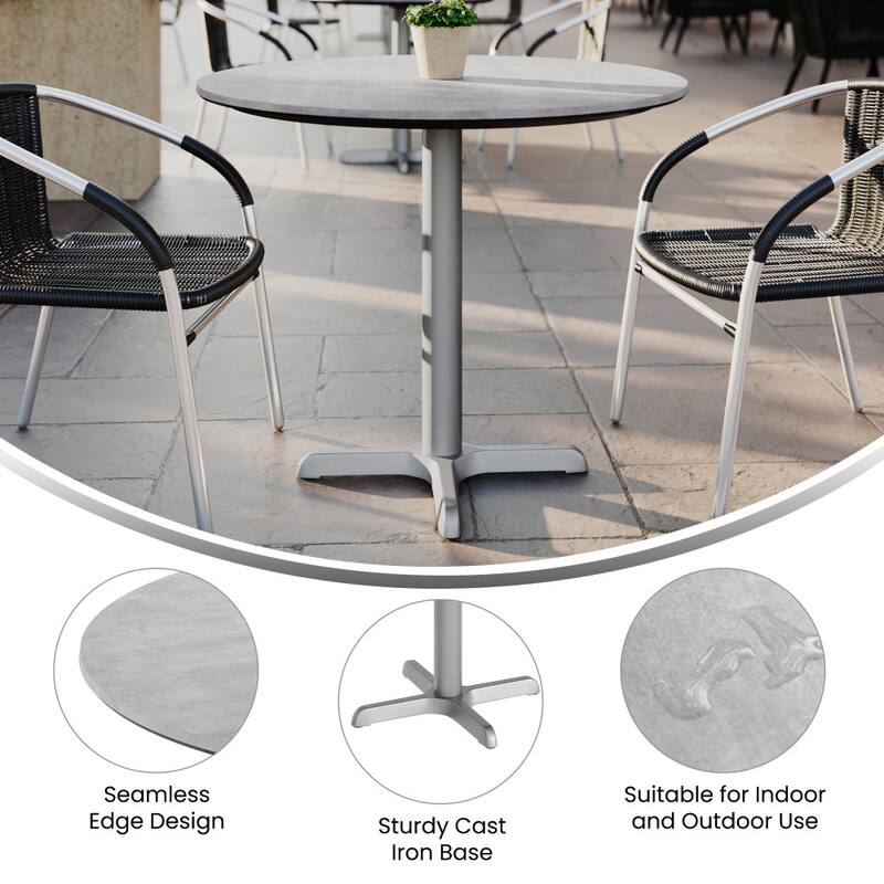 Commercial All-Weather HPL Tabletop with Crisscross Base