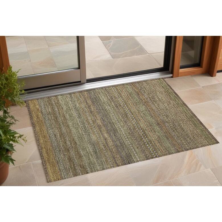 Pafi Stripe Weather Resistant Blended Style Outdoor Rug - 3' x 5' - Brown