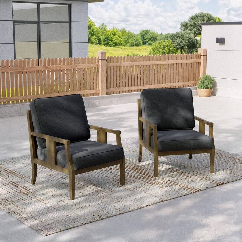 2 Set Outdoor Patio Club Chair with Cushion Patio Arm Lounge Chair