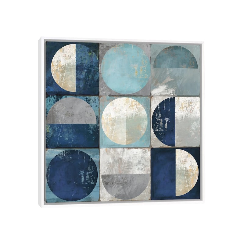 iCanvas "Teal Crescent" by Tom Reeves Framed Canvas Print - White - 18x18