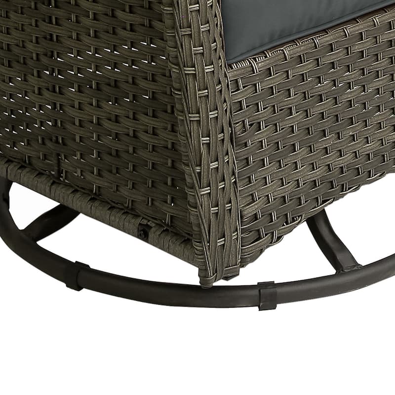 3 Piece Rattan Patio Bistro Set Outdoor Swivel Rocker Chairs