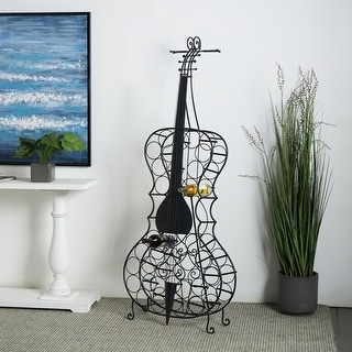 Black Metal Cello 26 Bottle Instrument Storage Standing Wine Rack - 27 ...